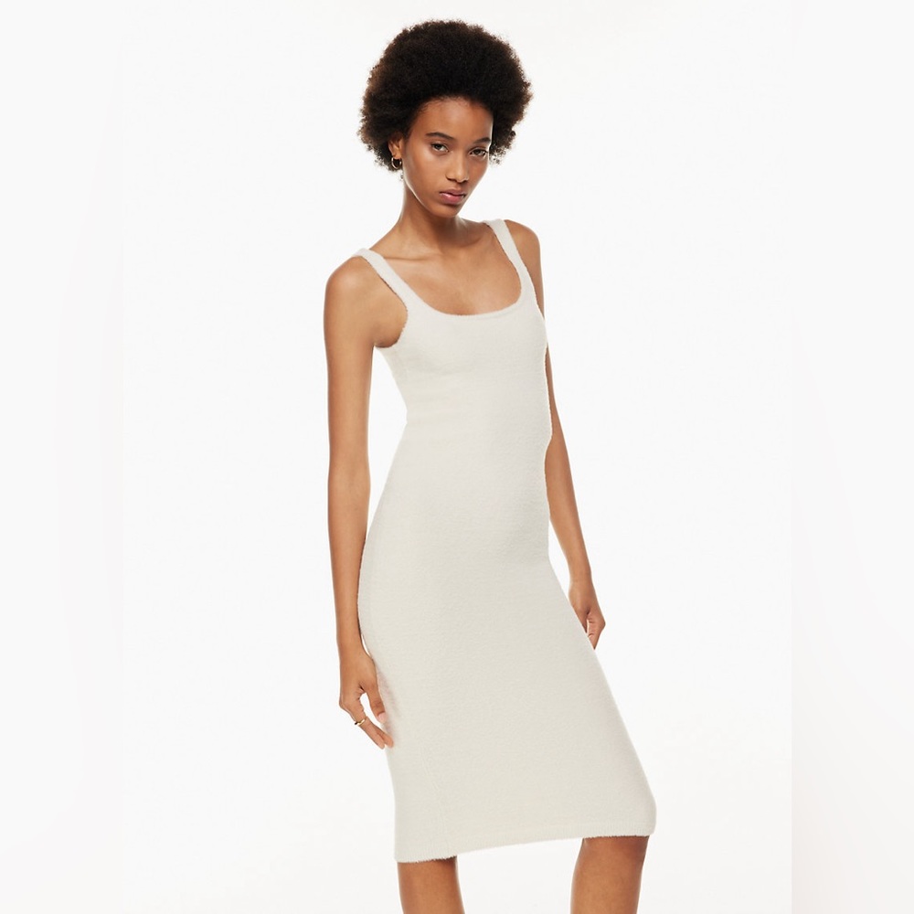 Aritzia Wilfred Free Hush Knit Sweater Dress Size‎ XS Silver Birch /ivory Cream